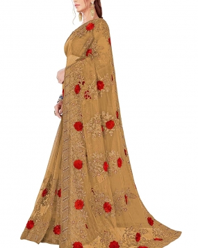 Magneitta Women's Woven Net Saree with Blouse Piece