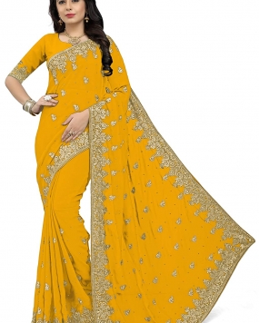 Women's Georgette Saree With Blouse Piece