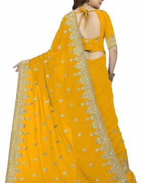 Women's Georgette Saree With Blouse Piece