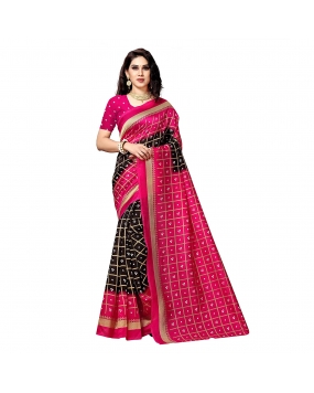 Anand Sarees Bhagalpuri Silk Checks Print Saree with Unstitched Blouse 