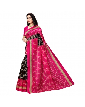 Anand Sarees Bhagalpuri Silk Checks Print Saree with Unstitched Blouse 