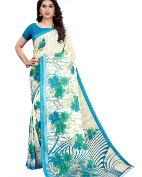 PERFECTBLUE Women`s Georgette saree with unstiched Blouse 