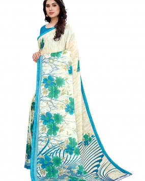 PERFECTBLUE Women`s Georgette saree with unstiched Blouse 