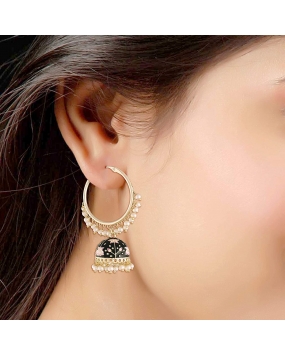 I Jewels 18K Gold Plated Traditional Handcrafted Meenakari work Jhumki Earrings 